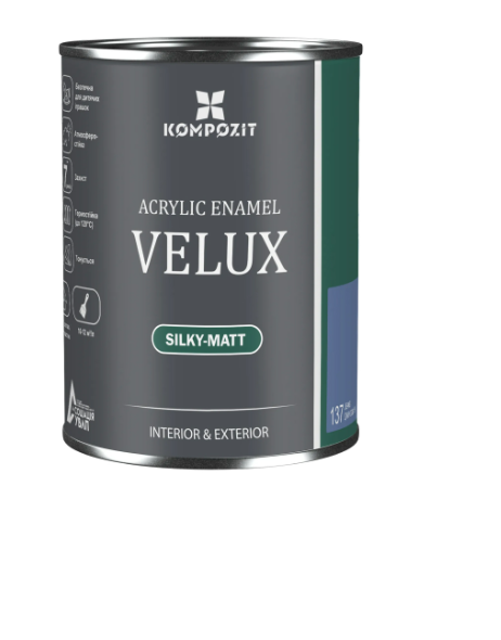 Емаль акрилова Kompozit VELUX 150 черна шовковистий мат 2,5 л